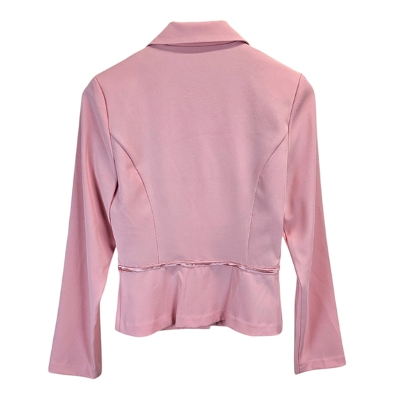 Vintage 90s Byer Too Bow 3 Button Blazer S Pastel Pink Coquette Y2K Soft Girl - Picture 4 of 12